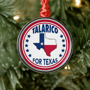 Talarico for Texas Red White Blue Christmas Metal Ornament