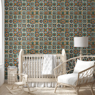 Talavara Tile Patterned Wallpaper in Sunset Colour