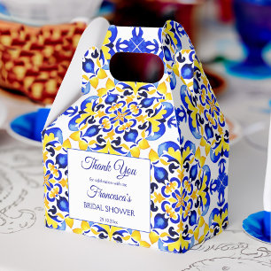 Talavera azulejo blue tiles bridal shower printed favour box