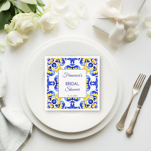Talavera azulejo blue tiles Mexican bridal shower Napkin