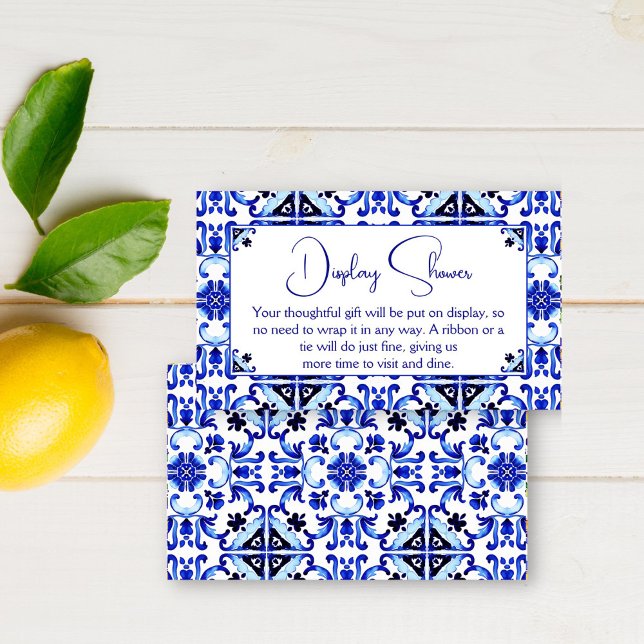 Talavera azulejo blue tiles Mexican display shower Enclosure Card (Talavera azulejo blue tiles vintage Mexican Mediterranean bridal shower display shower Card)