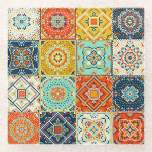 Talavera, Azulejos, Turkish mosaic wallpaper. Glass Coaster
