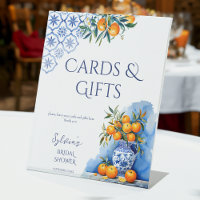 Talavera blue vase citrus bridal shower gifts