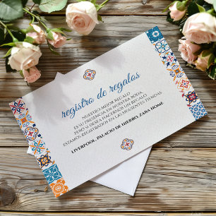 Talavera Colorful Floral Fiesta Spanish Wedding Enclosure Card