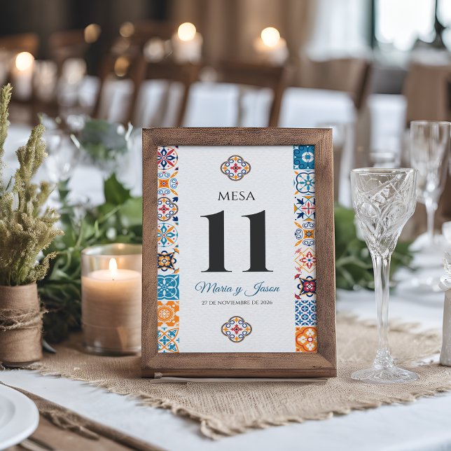 Talavera Colorful Floral Fiesta Spanish Wedding Table Number (Talavera Colorful Floral Fiesta Spanish Wedding Table Number)