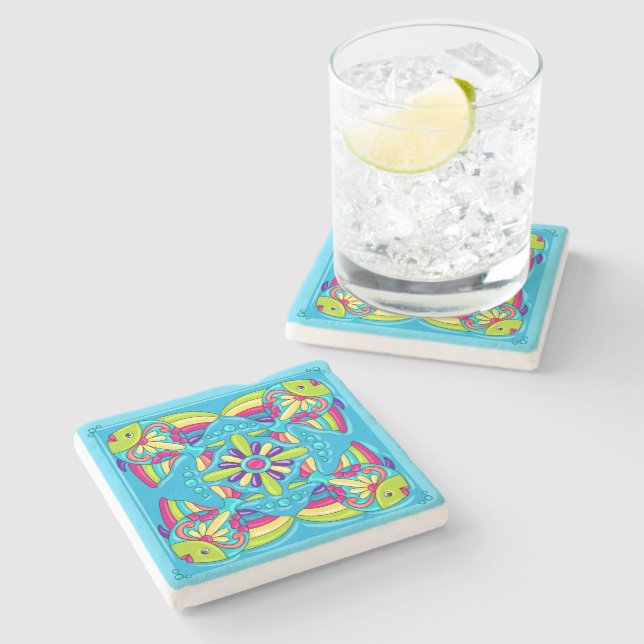 Talavera Fish Stone Coaster (Side)