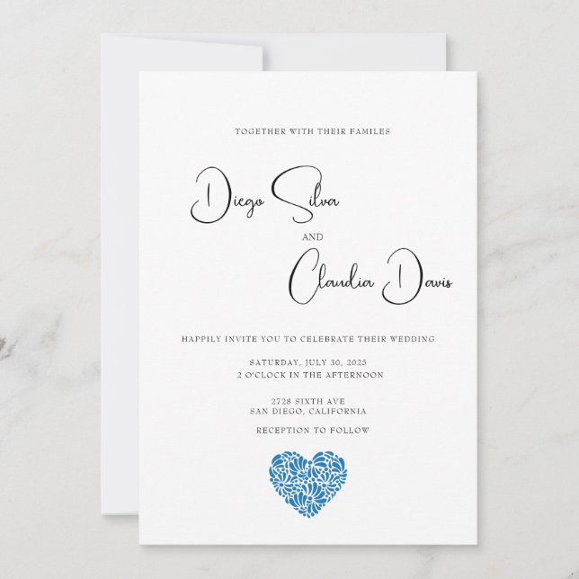 Talavera Heart Wedding Invitation  (Front)