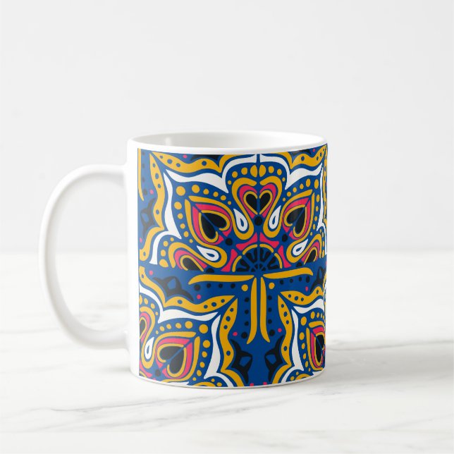 Talavera Indian Mosaic: Ceramic Seamless. Coffee Mug (Left)