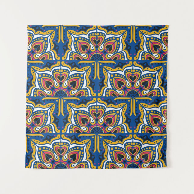 Talavera Indian Mosaic: Ceramic Seamless. Tapestry (Front)
