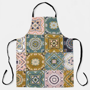 Talavera Indian: Patchwork, Ethnic Mosaic. Apron