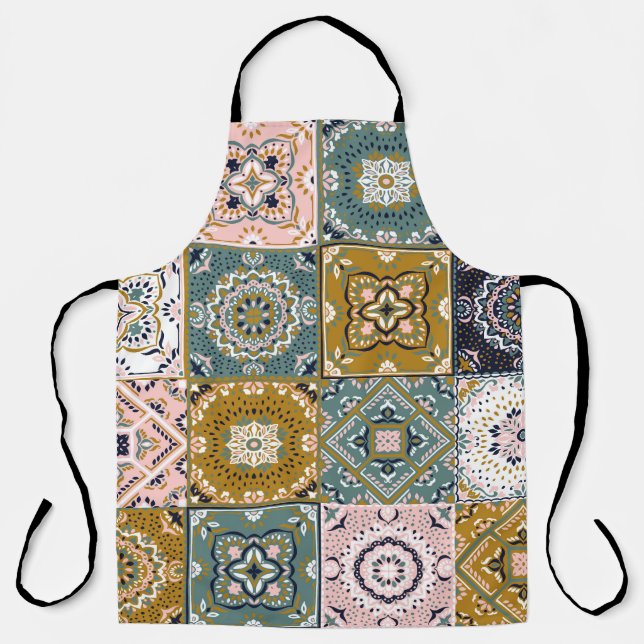 Talavera Indian: Patchwork, Ethnic Mosaic. Apron (Front)