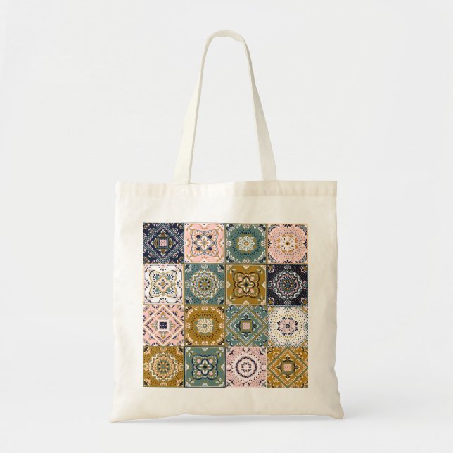 Talavera Indian: Patchwork, Ethnic Mosaic. Tote Bag (Front)