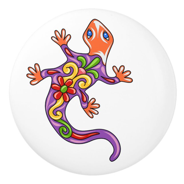 Talavera Lizard Ceramic Drawer Knob (Front)