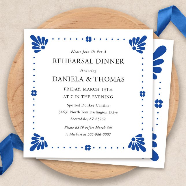 Talavera Mexican Rehearsal Dinner Invitation (Talavera Mexican Rehearsal Dinner Invitation by Fiesta Valley Print)