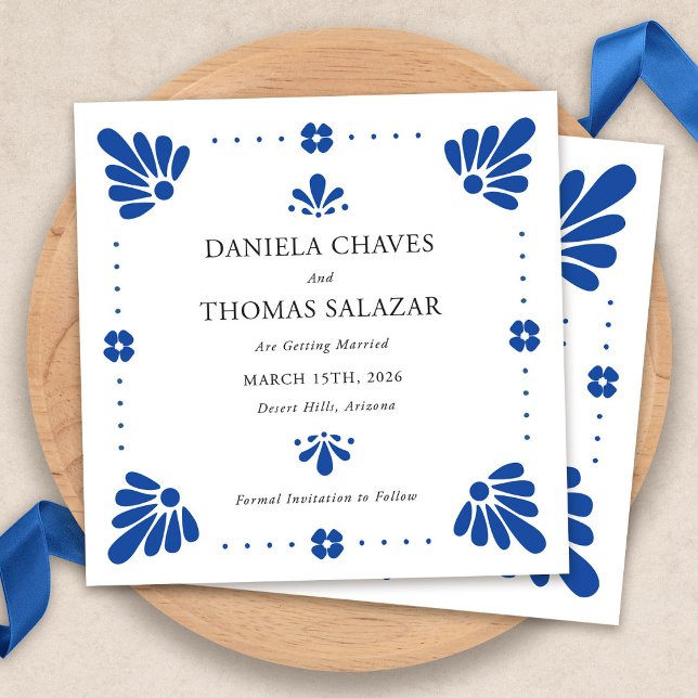 Talavera Mexican Save The Date Invitation (Talavera Mexican Save The Date Cards by Fiesta Valley Print)