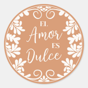 Talavera Mexican Wedding El Amor Es Dulce Cupcake Classic Round Sticker
