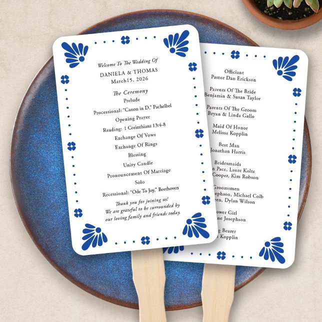 Talavera Mexican Wedding Program Fan (Talavera Mexican Wedding Program Fan by Fiesta Valley Print)