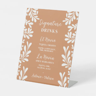 Talavera Mexican Wedding Signature Drinks Pedestal Sign