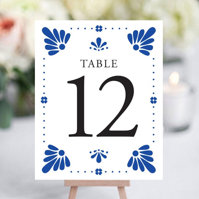 Talavera Mexican Wedding Table Number (Talavera Mexican Wedding Table Number by Fiesta Valley Print)