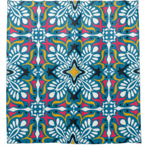 Talavera Mosaic: Multicultural Seamless Wallpaper. Shower Curtain