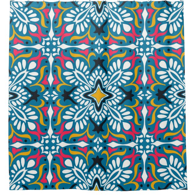 Talavera Mosaic: Multicultural Seamless Wallpaper. Shower Curtain (Front)