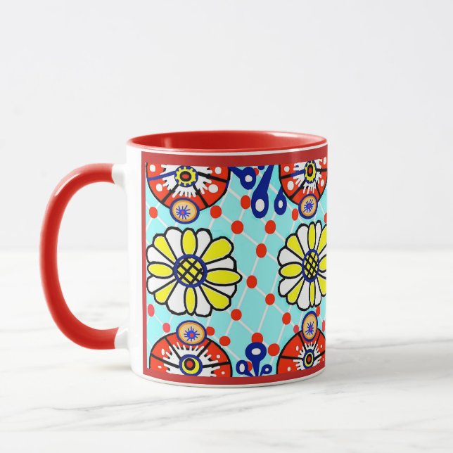 Talavera Mug - Cinco de Mayo - Flowers (Left)