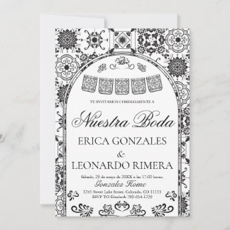 Talavera Papel Picado Spanish Wedding Invitation