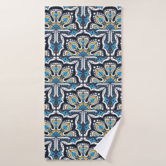 Talavera pattern. Indian patchwork. Azulejos portu Bath Towel (Bath Towel)