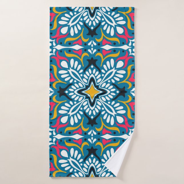 Talavera pattern. Indian patchwork. Azulejos portu Bath Towel (Bath Towel)