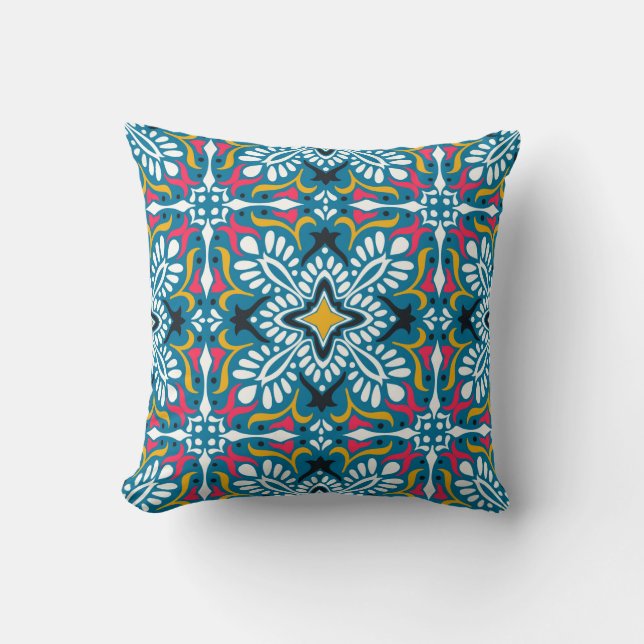 Talavera pattern. Indian patchwork. Azulejos portu Cushion (Front)