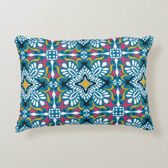Talavera pattern. Indian patchwork. Azulejos portu Decorative Cushion (Front)