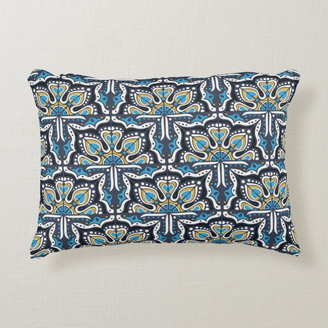 Talavera pattern. Indian patchwork. Azulejos portu Decorative Cushion (Front)