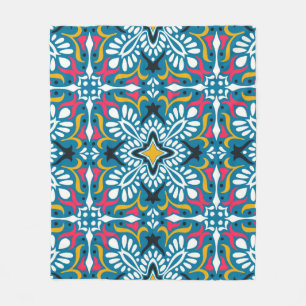 Talavera pattern. Indian patchwork. Azulejos portu Fleece Blanket