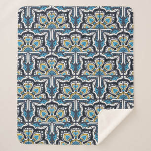 Talavera pattern. Indian patchwork. Azulejos portu Sherpa Blanket