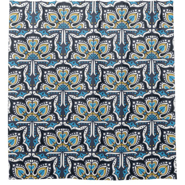 Talavera pattern. Indian patchwork. Azulejos portu Shower Curtain (Front)