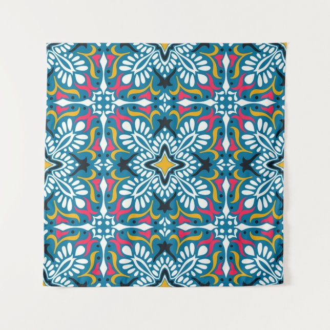 Talavera pattern. Indian patchwork. Azulejos portu Tapestry (Front)