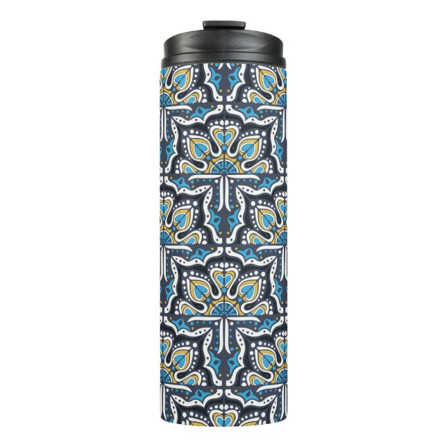 Talavera pattern. Indian patchwork. Azulejos portu Thermal Tumbler (Front)