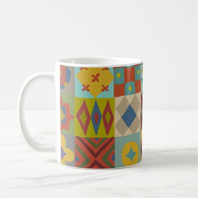 Talavera pattern. Indian patchwork. Turkish orname Coffee Mug (Left)