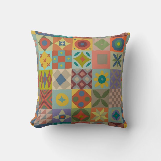 Talavera pattern. Indian patchwork. Turkish orname Cushion (Front)