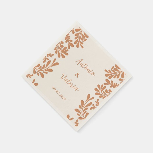 Talavera Personalised Wedding Mexican Barro Tile Napkin (Corner)