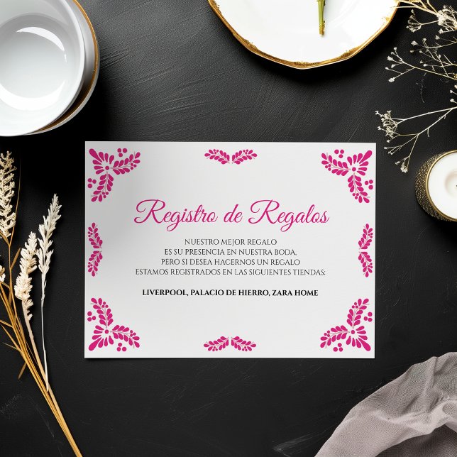 Talavera Pink Floral Minimalist Spanish Wedding Enclosure Card (Talavera Pink Floral Minimalist Spanish Wedding Enclosure Card)