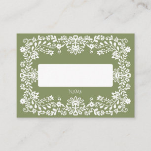 Talavera sage green Mexican wedding Place Card