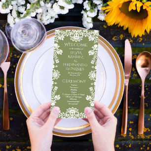 Talavera sage green Mexican wedding program