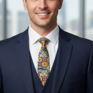 Talavera Spanish Mexico Colourful tiles Tie