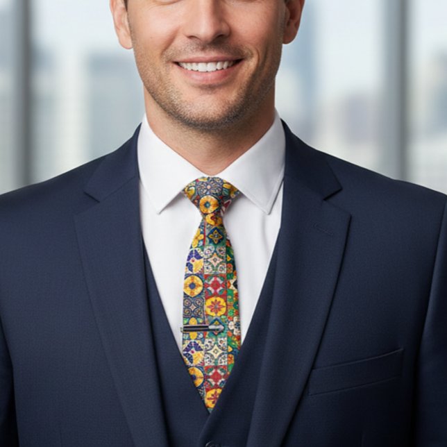 Talavera Spanish Mexico Colourful tiles Tie (Creator Uploaded)