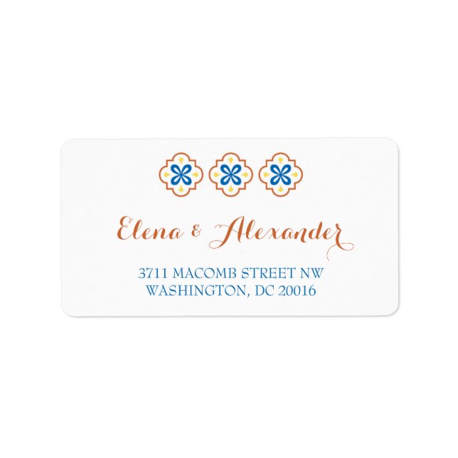 Talavera Spanish Tile Invitation Return Address Label (Front)