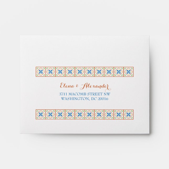 Talavera Spanish Tile Reply Card Envelope (Front)
