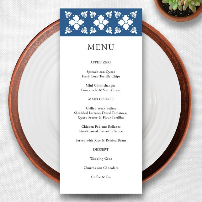 Talavera Style Mexican Wedding Menu Card (Talavera Style Mexican Wedding Menu Card)