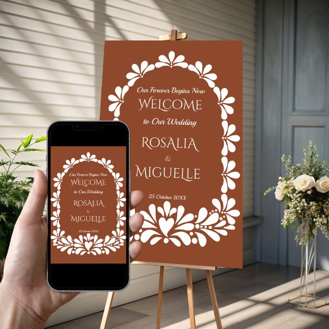 Talavera terracotta boho Mexican wedding welcome Poster (Talavera terracotta boho Mexican fiesta wedding welcome sign Poster template instant download)