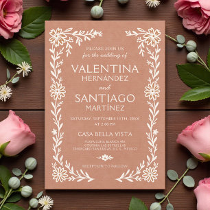 Talavera Terracotta Mexican Floral Boho Wedding Invitation